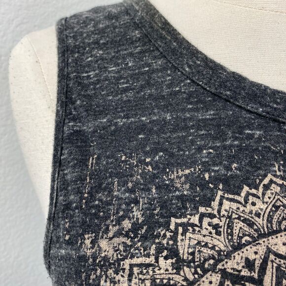 One Clothing Sheer Black Tribal Cow Skull Tank Top SM Biker Boho Festival Goth - Picture 3 of 8